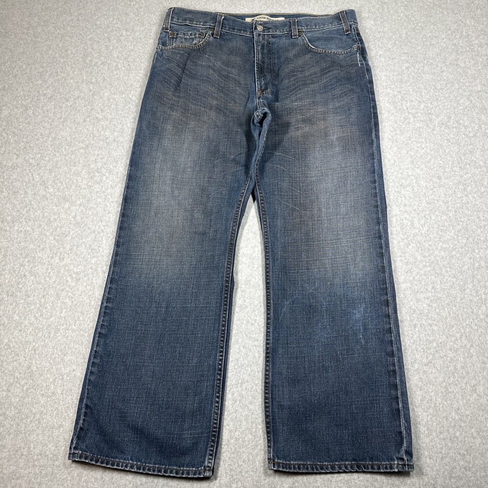 Gap Loose Boot Fit Jeans Men's 36x30 Blue Dark Wash Cotton Denim Y2K Whiskered